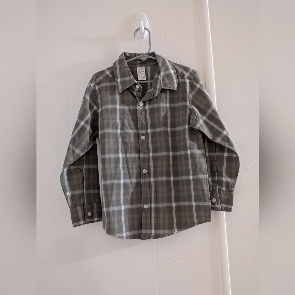 Carter's Green and Gray Plaid Button Down Shirt